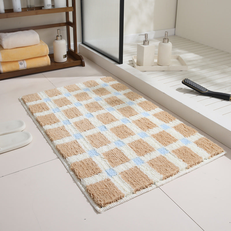 Soft Check Bathroom Rug with Anti-Slip Backing Berriscent