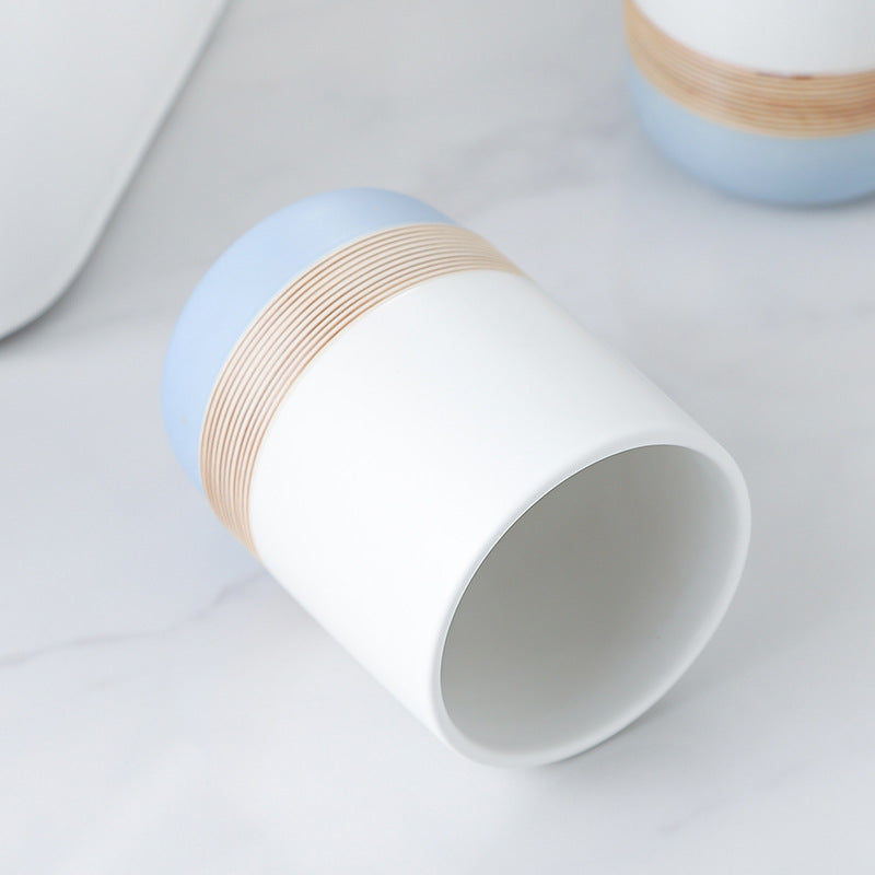 Coastal Line Ceramic Bathroom Set Berriscent