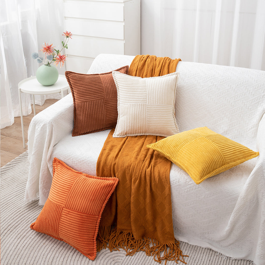 Corduroy Patchwork Cushion Cover Berriscent