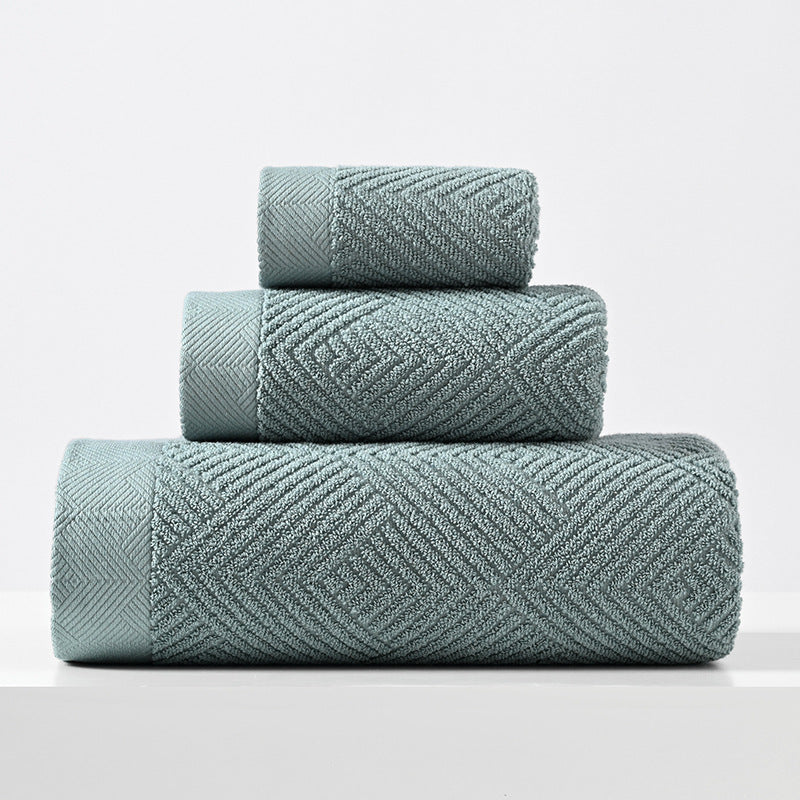 Textured Cotton 3-Piece Towel Set Berriscent