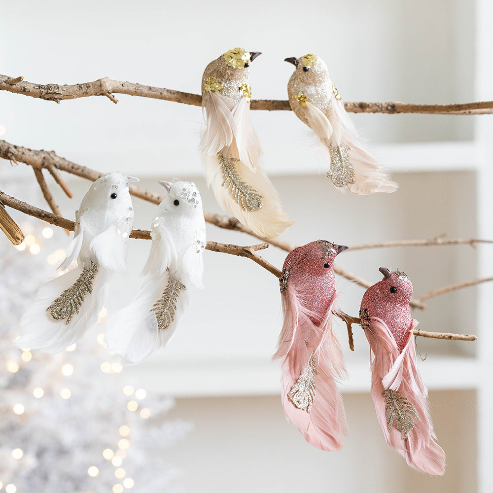 Enchanted Feathered Birds – Pair Ornaments