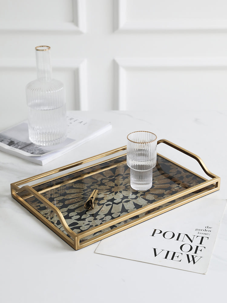 Luxury Glass & Gold Decorative Tray Berriscent
