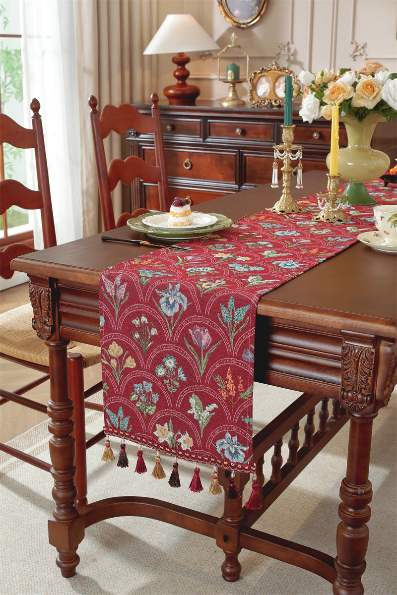 Vintage Bloom Embroidered Table Runner Berriscent