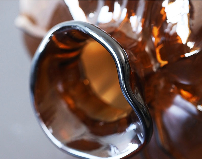 Sculpted Amber Glass Vase Berriscent