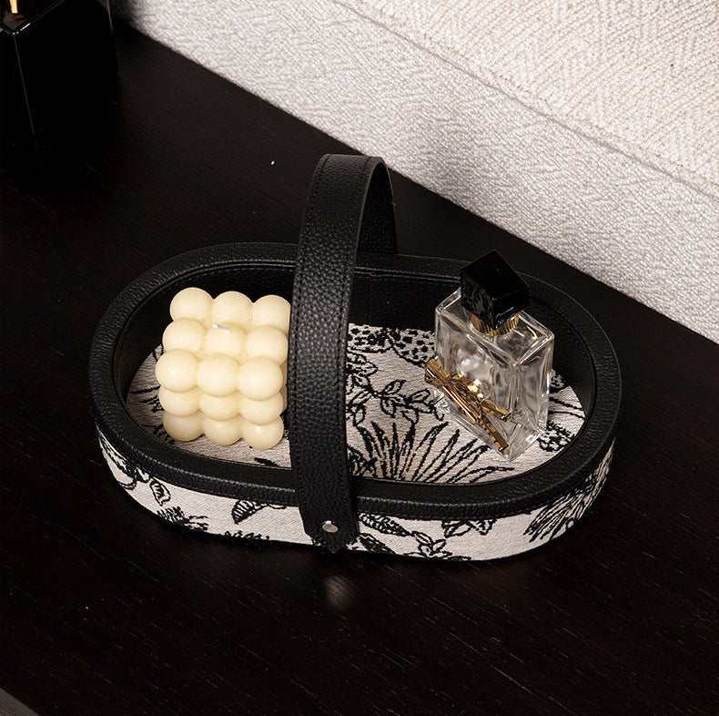 Marceau Oval Leather Carry Tray Berriscent