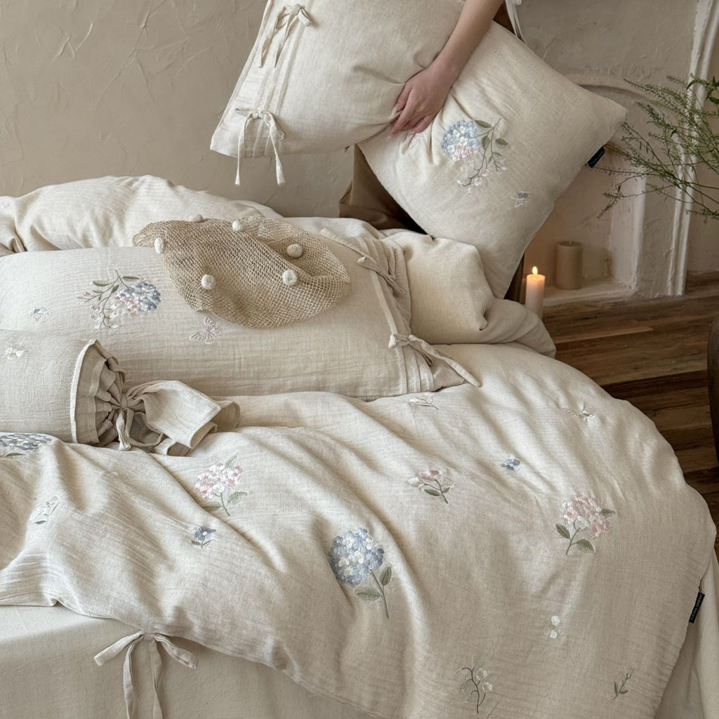 The Garden Room | Cotton–Hemp Embroidered Bed Linen