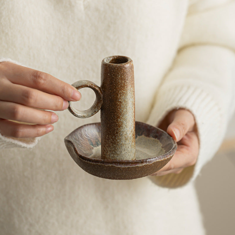Rustic Glaze Ceramic Candle Holder Berriscent