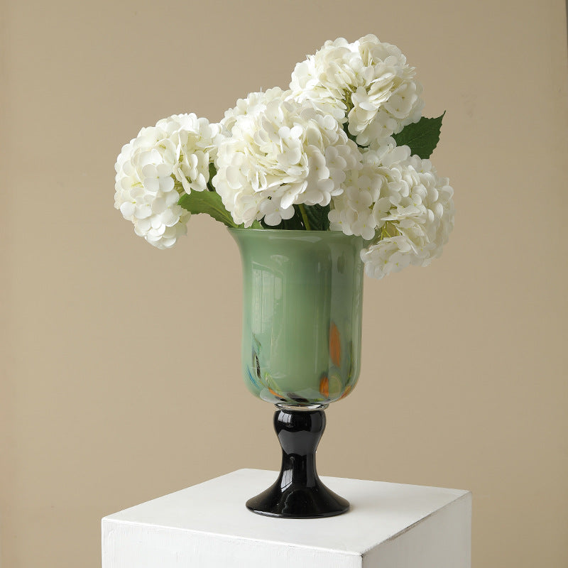 Artisan Hand-Blown Glass Vase on Black Pedestal Berriscent