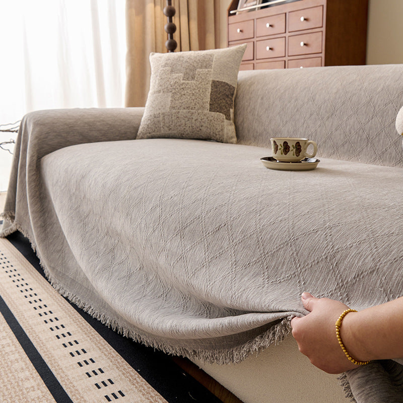 Diamond Jacquard Chenille Sofa Cover Berriscent