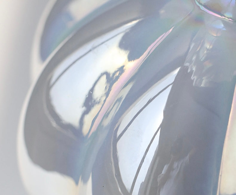 Iridescent White Glass Ruffle Vase Berriscent