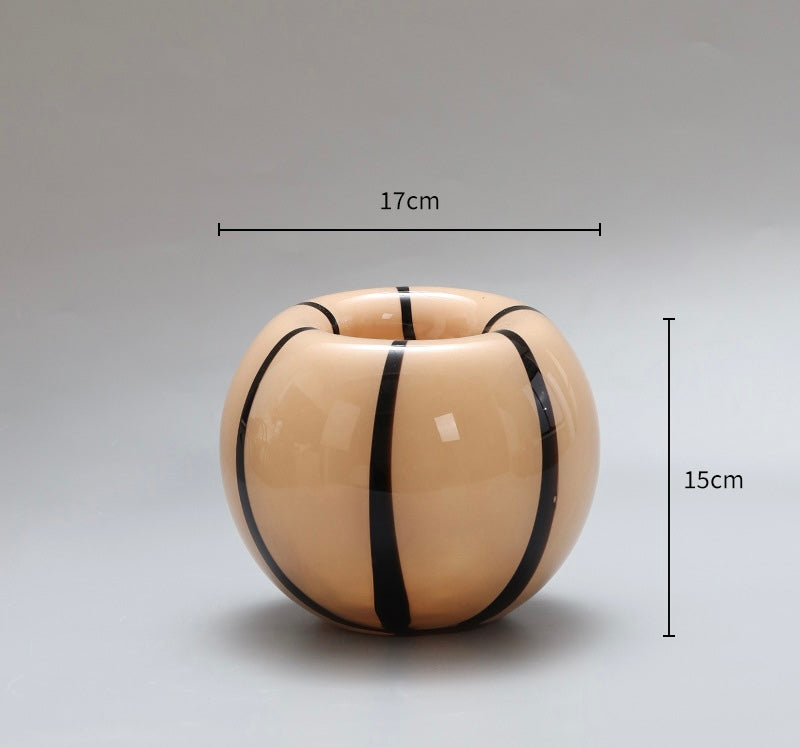 Marbled Stripe Sphere Vase – Artistic Glass Centerpiece Berriscent