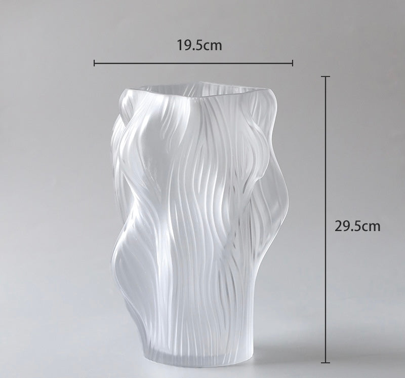 Wavy Frosted Art Glass Vase Berriscent