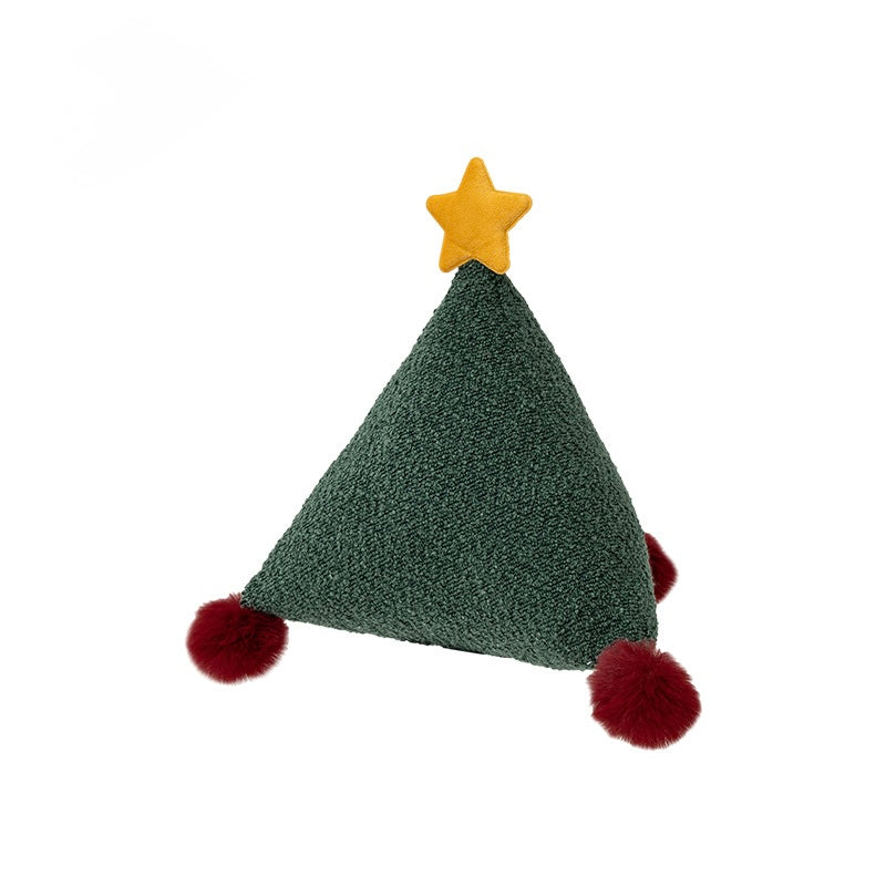 Christmas Green Textured Pillow Collection – Embroidered Covers & Tree Cushion Berriscent