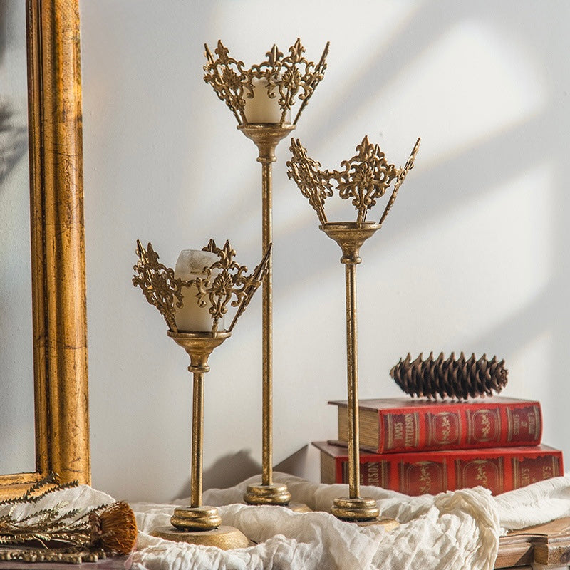 Baroque Gold Candle Holder Set – 3 Pieces Berriscent