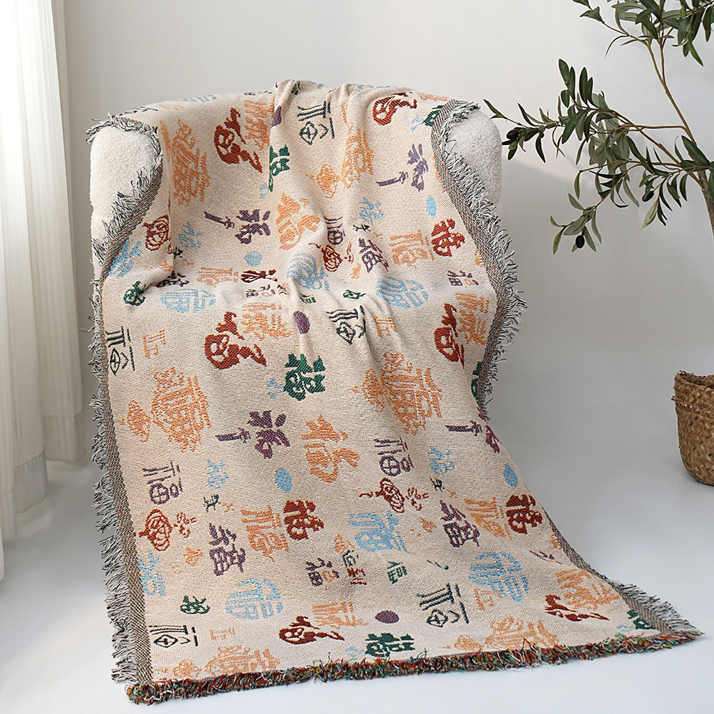 Harmony Script Jacquard Throw Berriscent