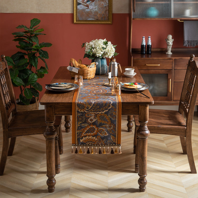 Bohemian Jacquard Table Runner with Tassels Berriscent