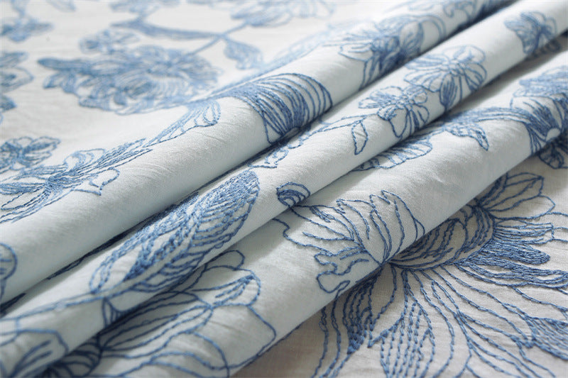 Azure Bloom Embroidered Tablecloth Berriscent