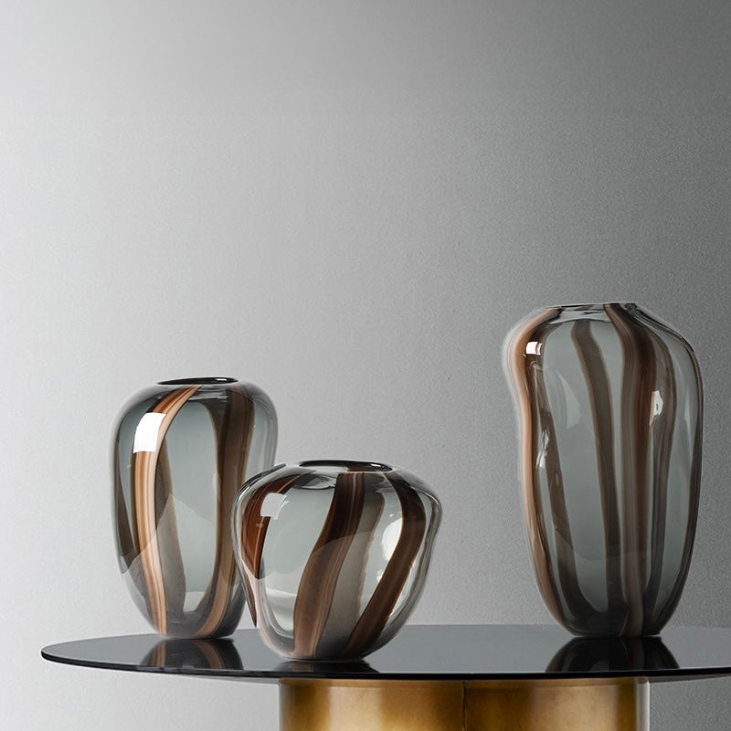 Cascade Smoke Striped Glass Vase Collection Berriscent