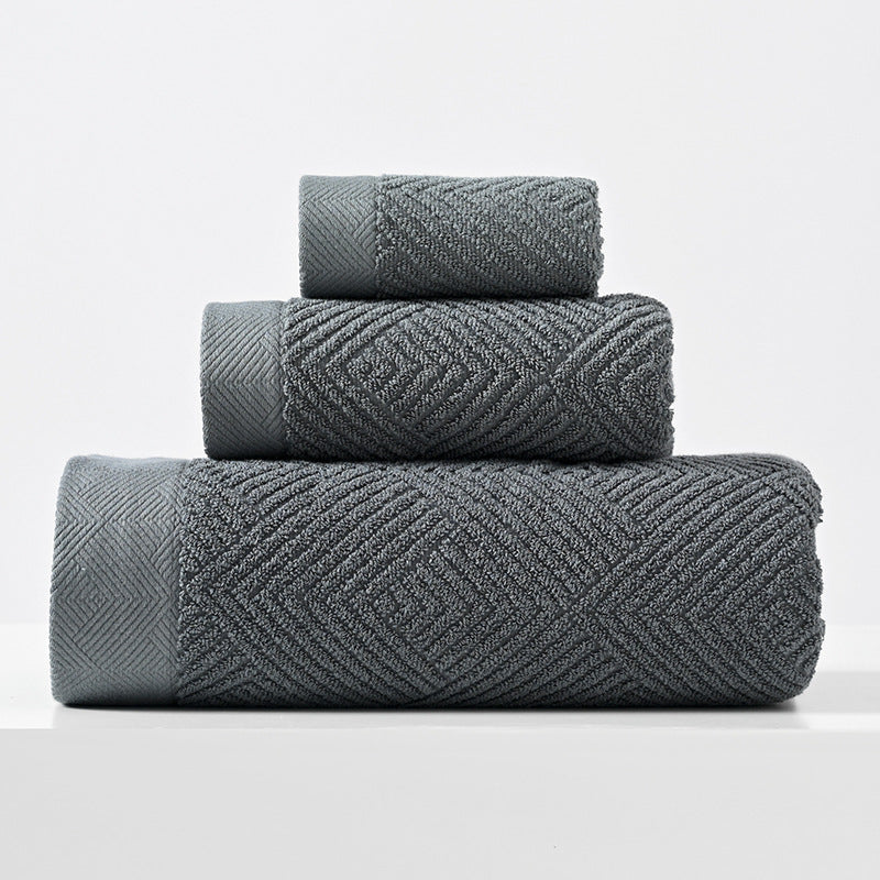 Textured Cotton 3-Piece Towel Set Berriscent