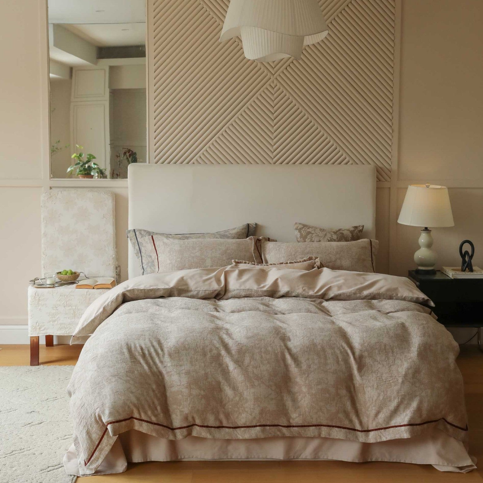 The Sculpted Trace | Embossed Jacquard Bed Linen