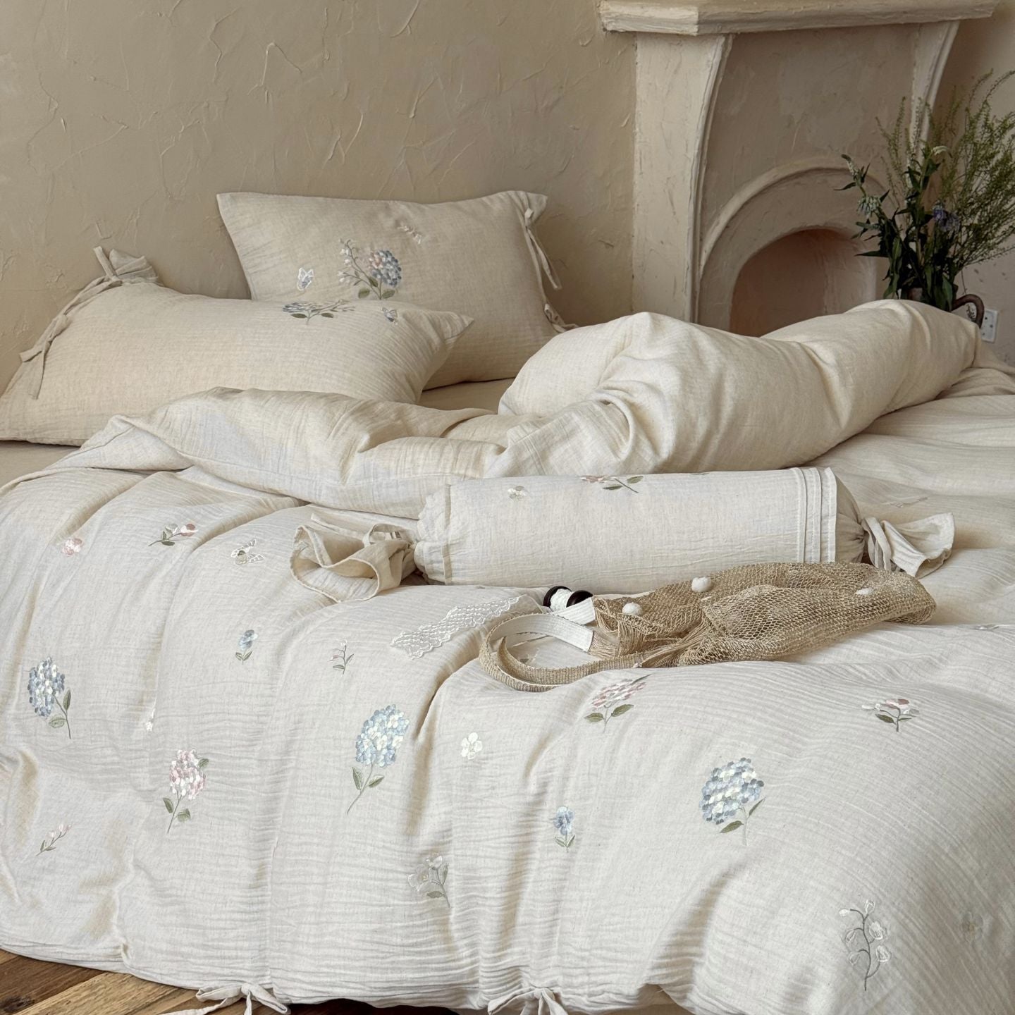 The Garden Room | Cotton–Hemp Embroidered Bed Linen