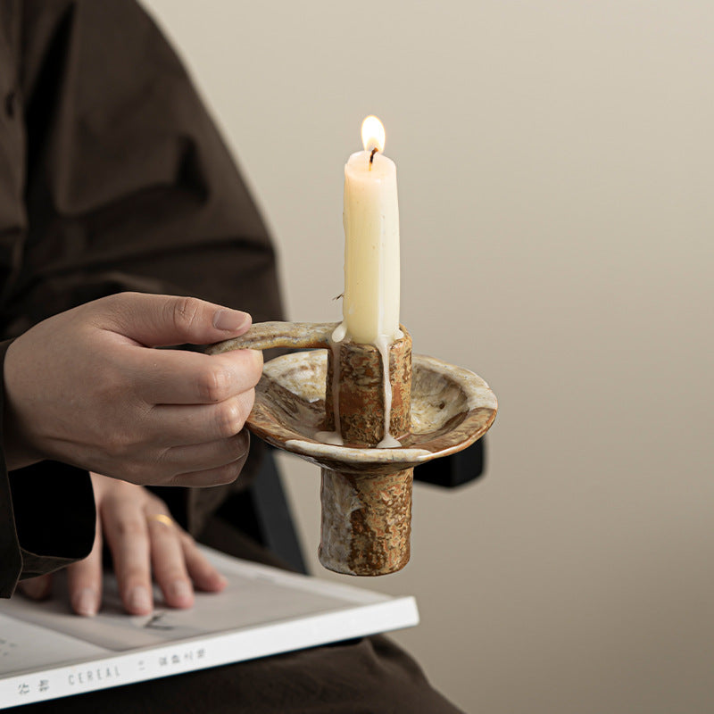 Rustic Glaze Ceramic Candle Holder Berriscent