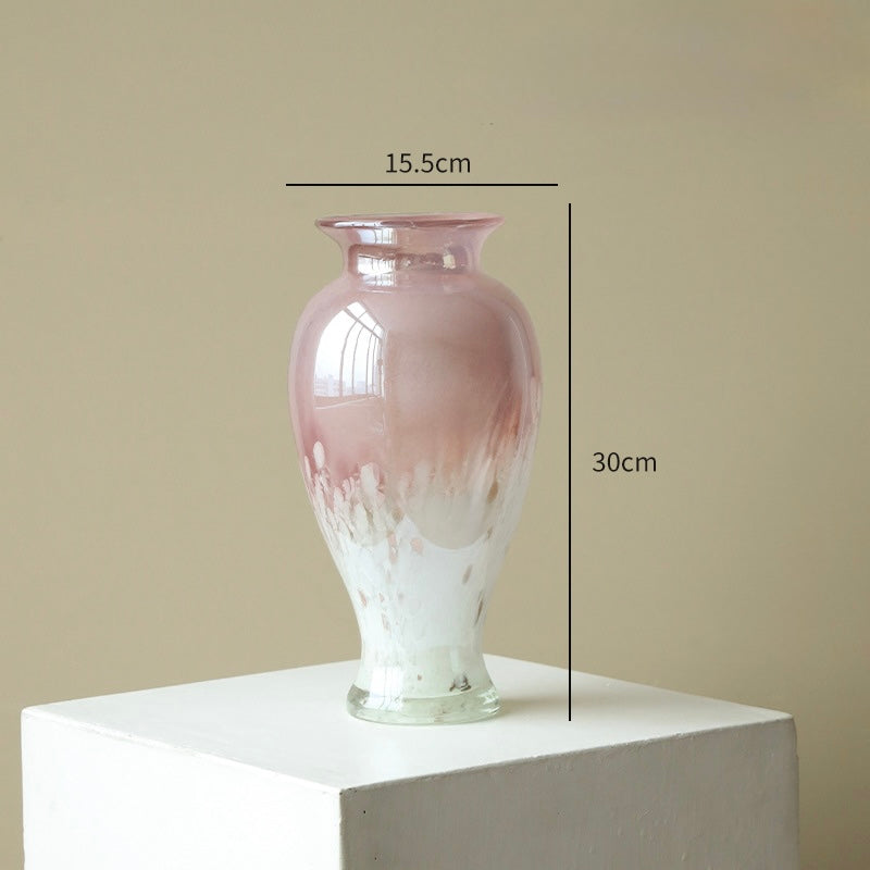 Rosy Bloom Hand-Blown Glass Vase