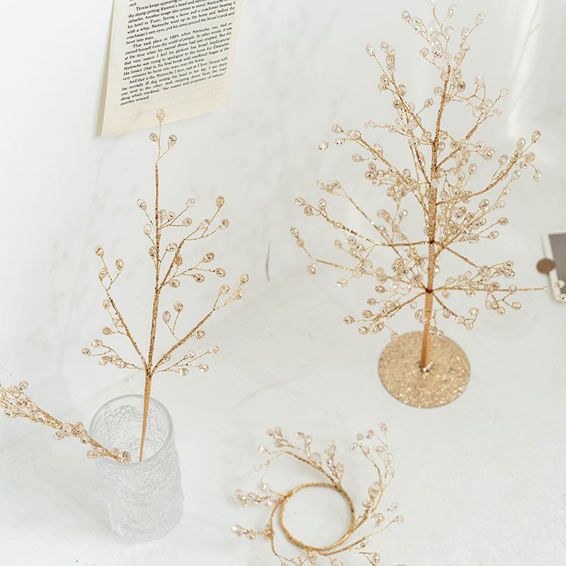 Golden Glitter Decorative Branches & Garlands Collection