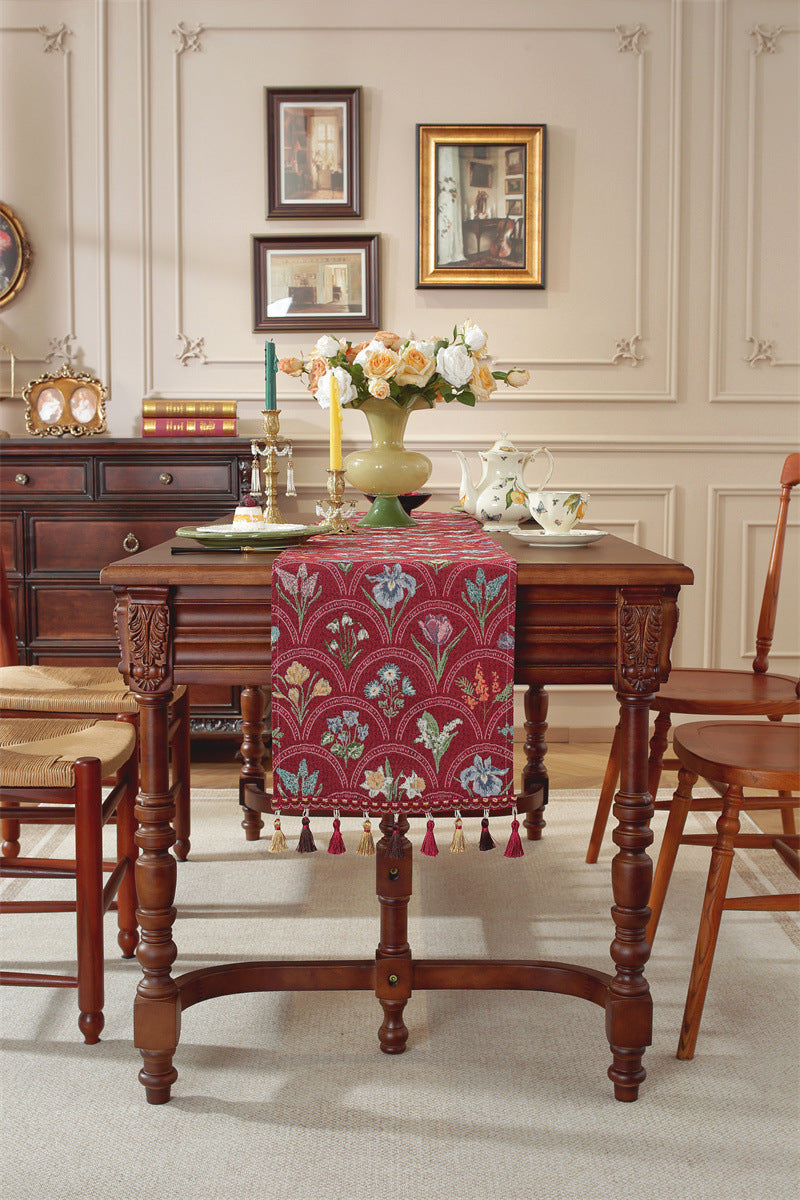 Vintage Bloom Embroidered Table Runner Berriscent