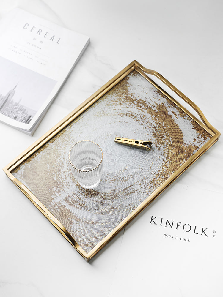 Luxury Glass & Gold Decorative Tray Berriscent