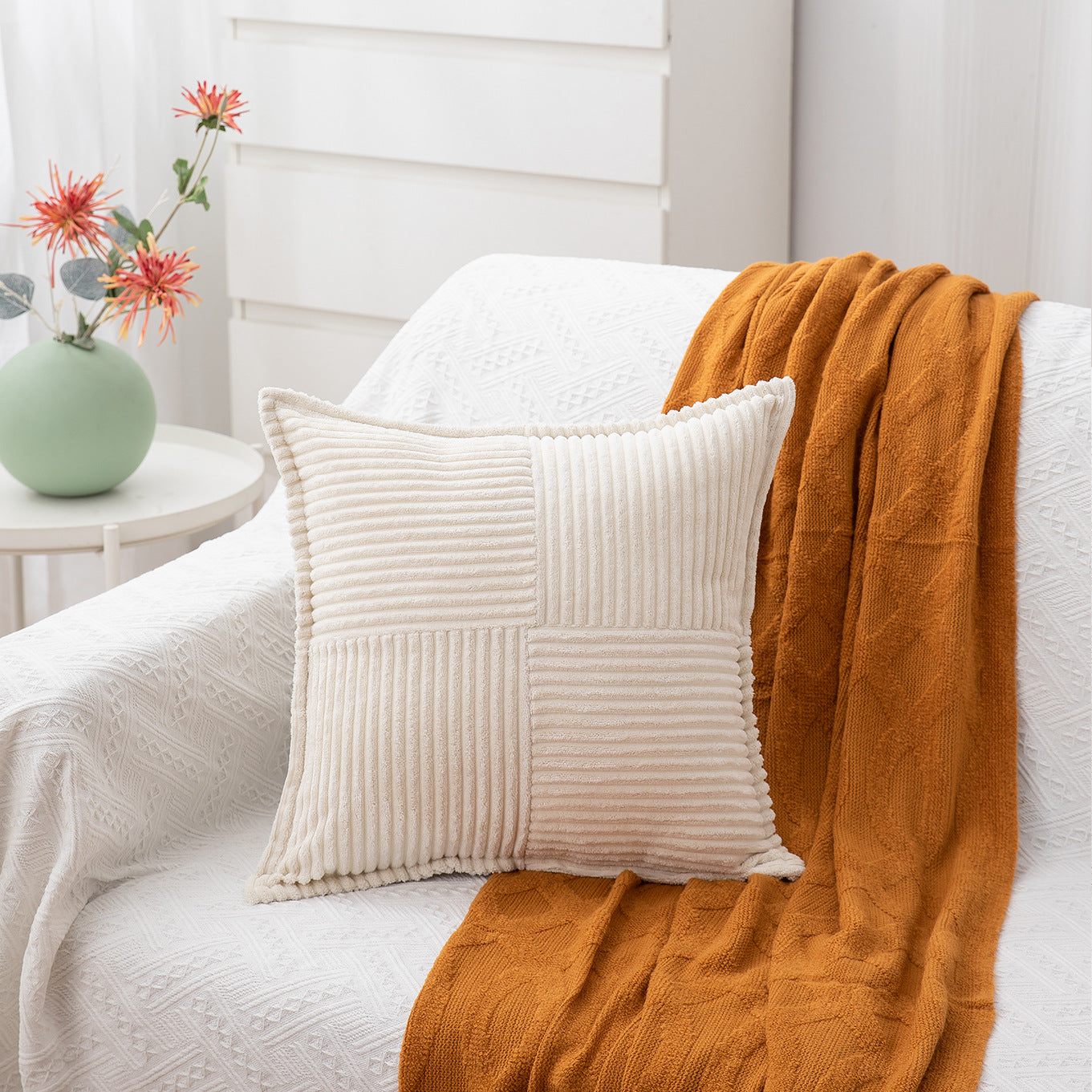 Corduroy Patchwork Cushion Cover Berriscent