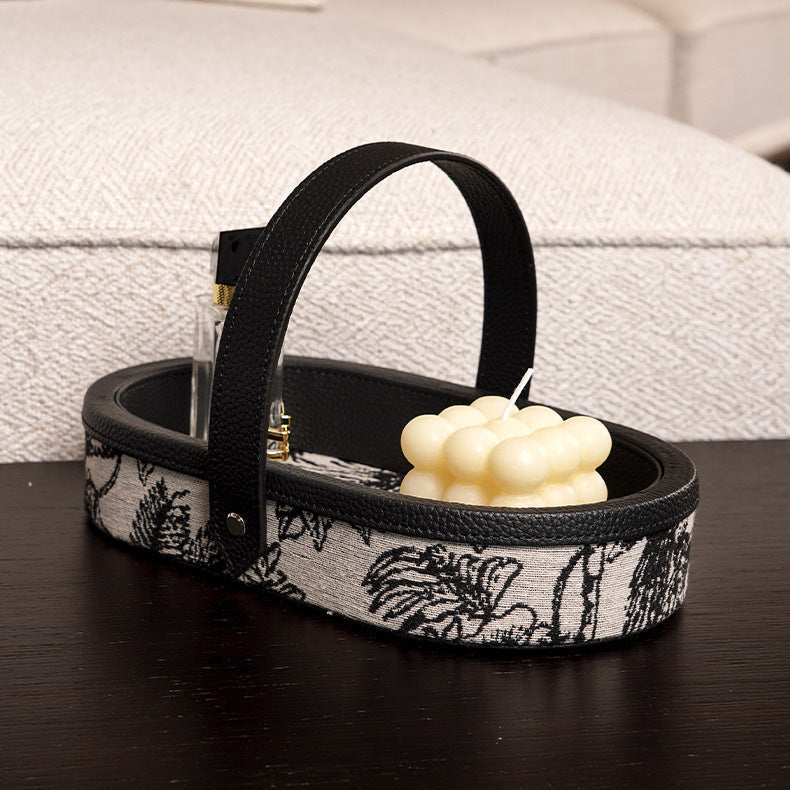 Marceau Oval Leather Carry Tray Berriscent