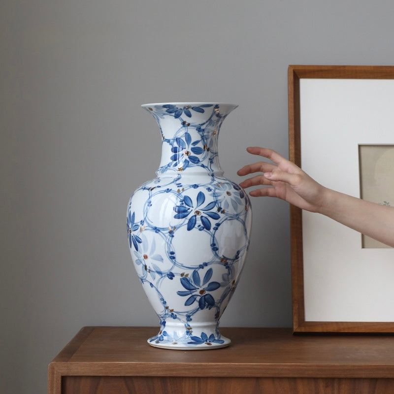 Azure Bloom Porcelain Vase Berriscent