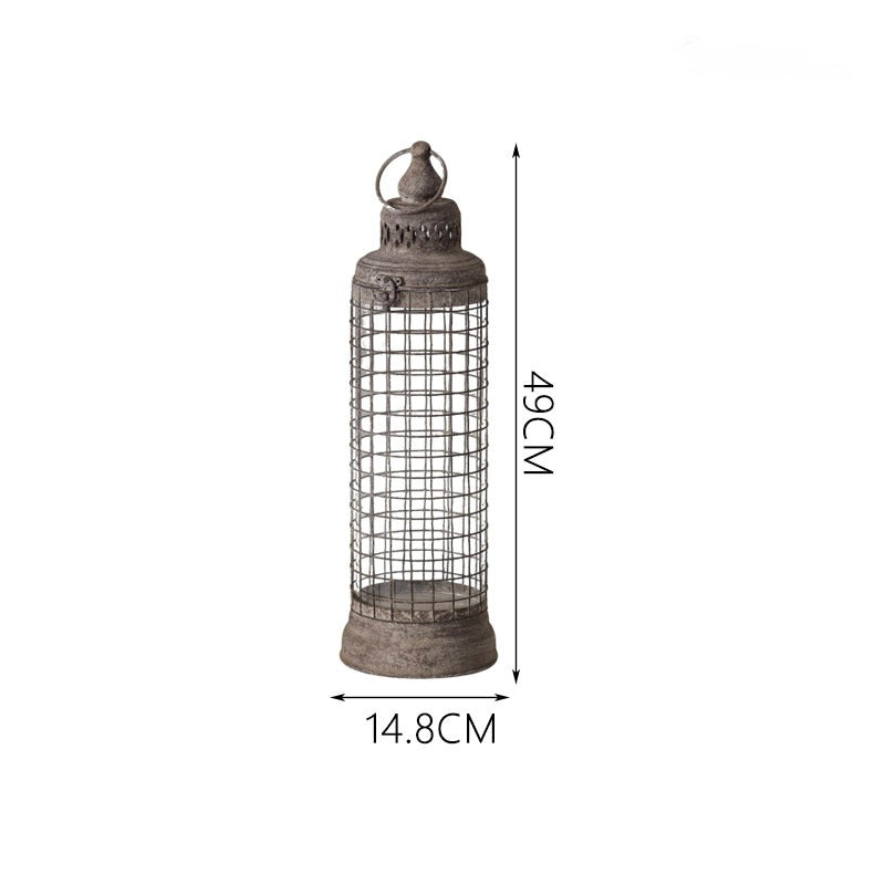 Rustic Aged Metal Cage Lantern – Tall Vintage Candle Holder Berriscent
