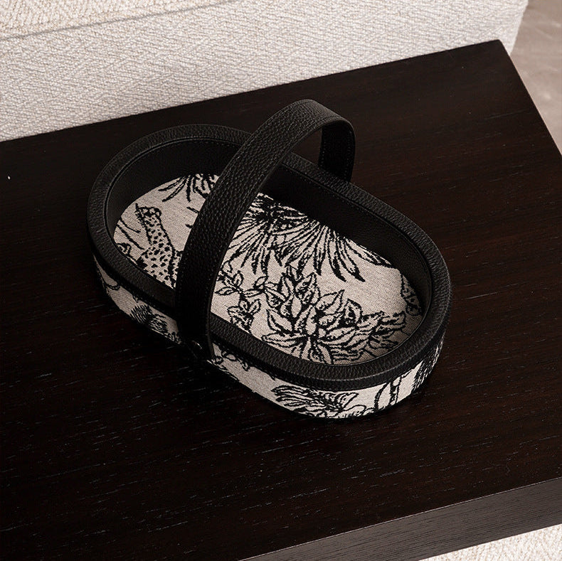 Marceau Oval Leather Carry Tray Berriscent