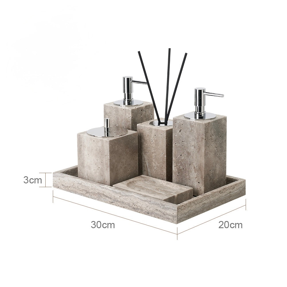 Silver Cavestone Bathroom Deluxe Set Berriscent
