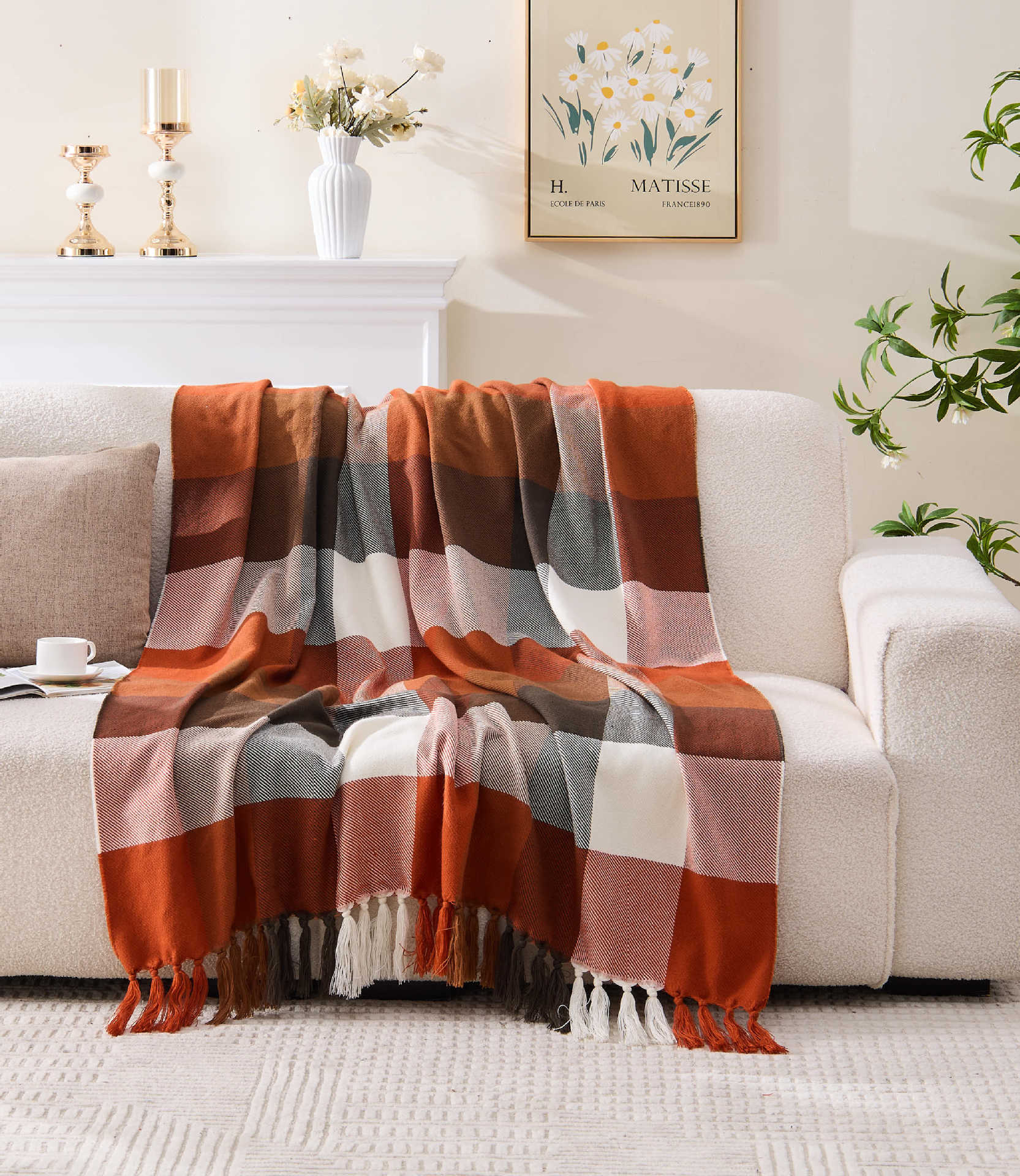 Plaid Tassel Woven Throw Blanket – Warmth & Style in Every Thread Berriscent