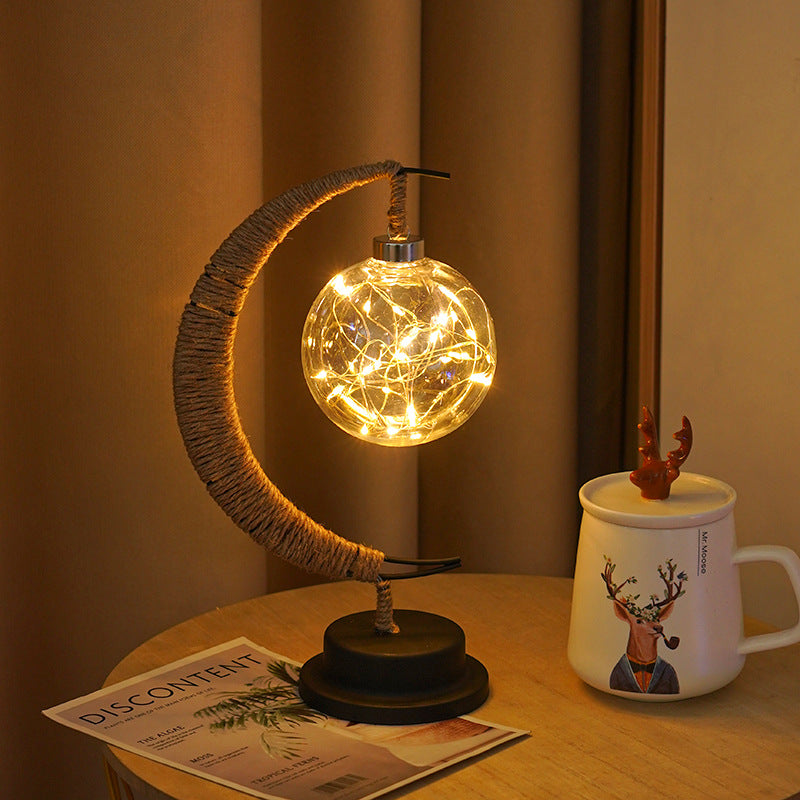 Handcrafted Crescent Light with Illuminated Glass Ornament Berriscent