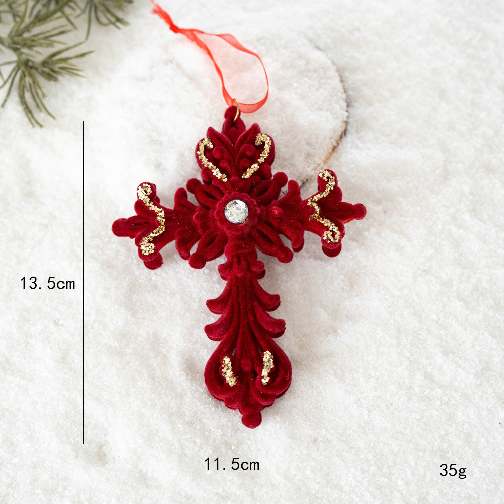 Velvet Red & Gold Christmas Ornament Set – 10 Pieces