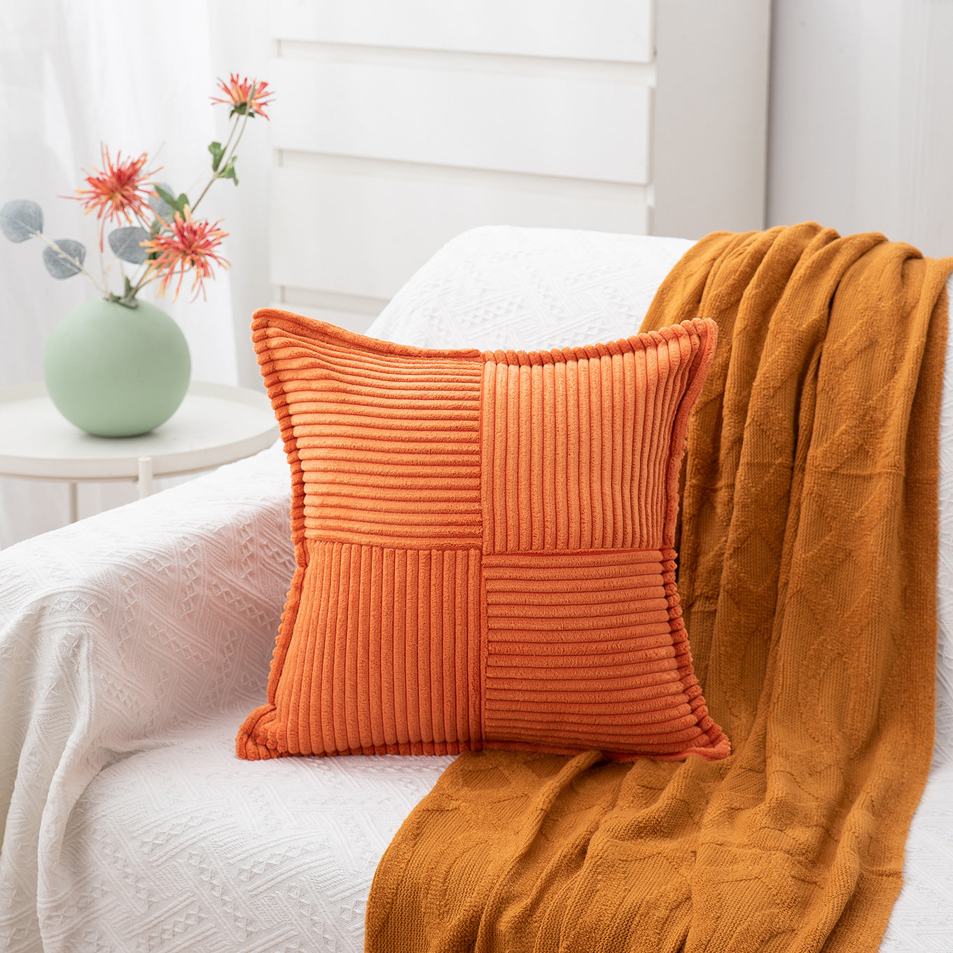 Corduroy Patchwork Cushion Cover Berriscent