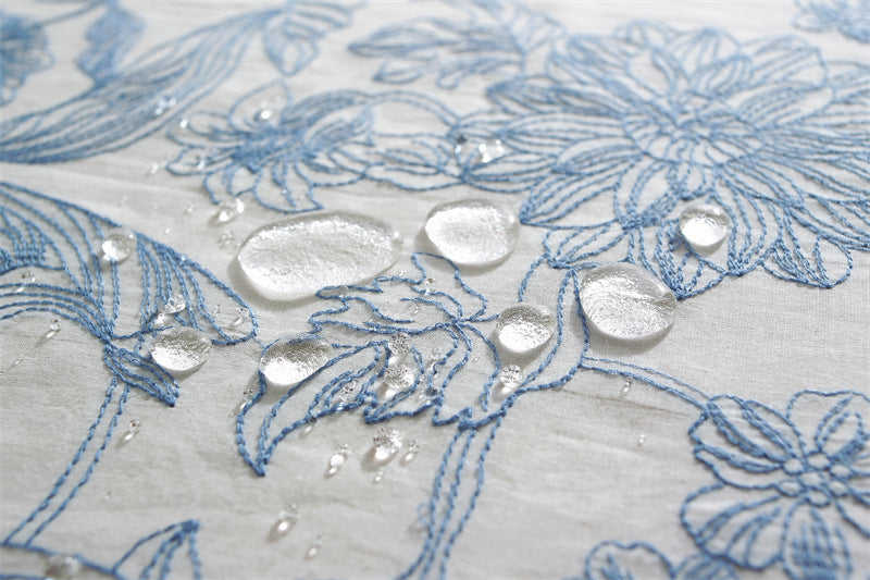 Azure Bloom Embroidered Tablecloth Berriscent