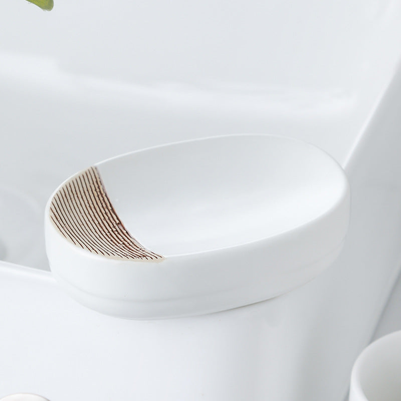 Coastal Line Ceramic Bathroom Set Berriscent