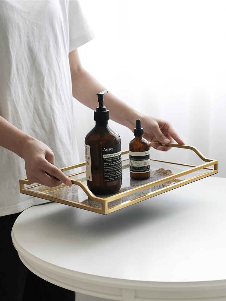 Luxury Glass & Gold Decorative Tray Berriscent