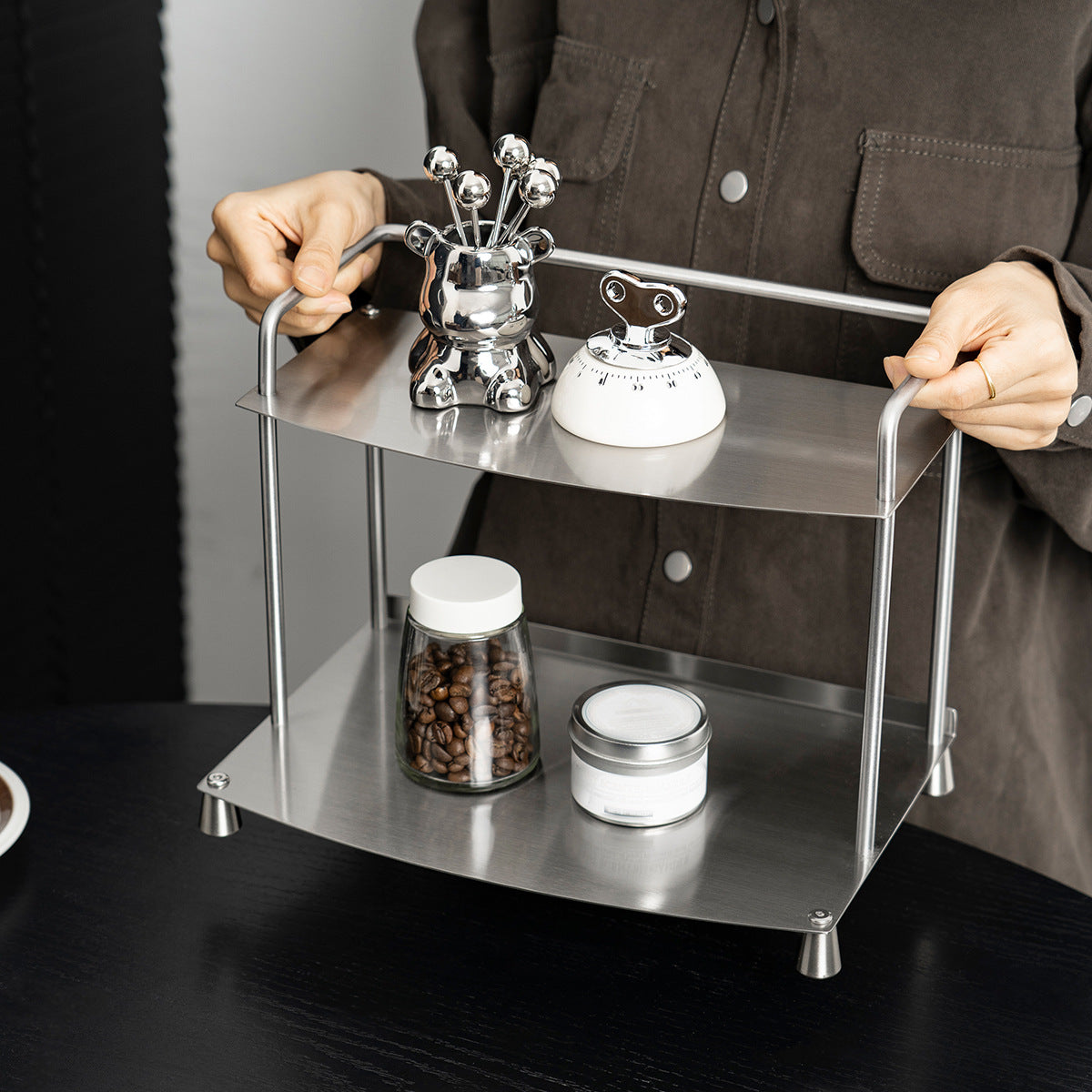 Stainless Steel Countertop Organizer – Two-Tier Design Berriscent
