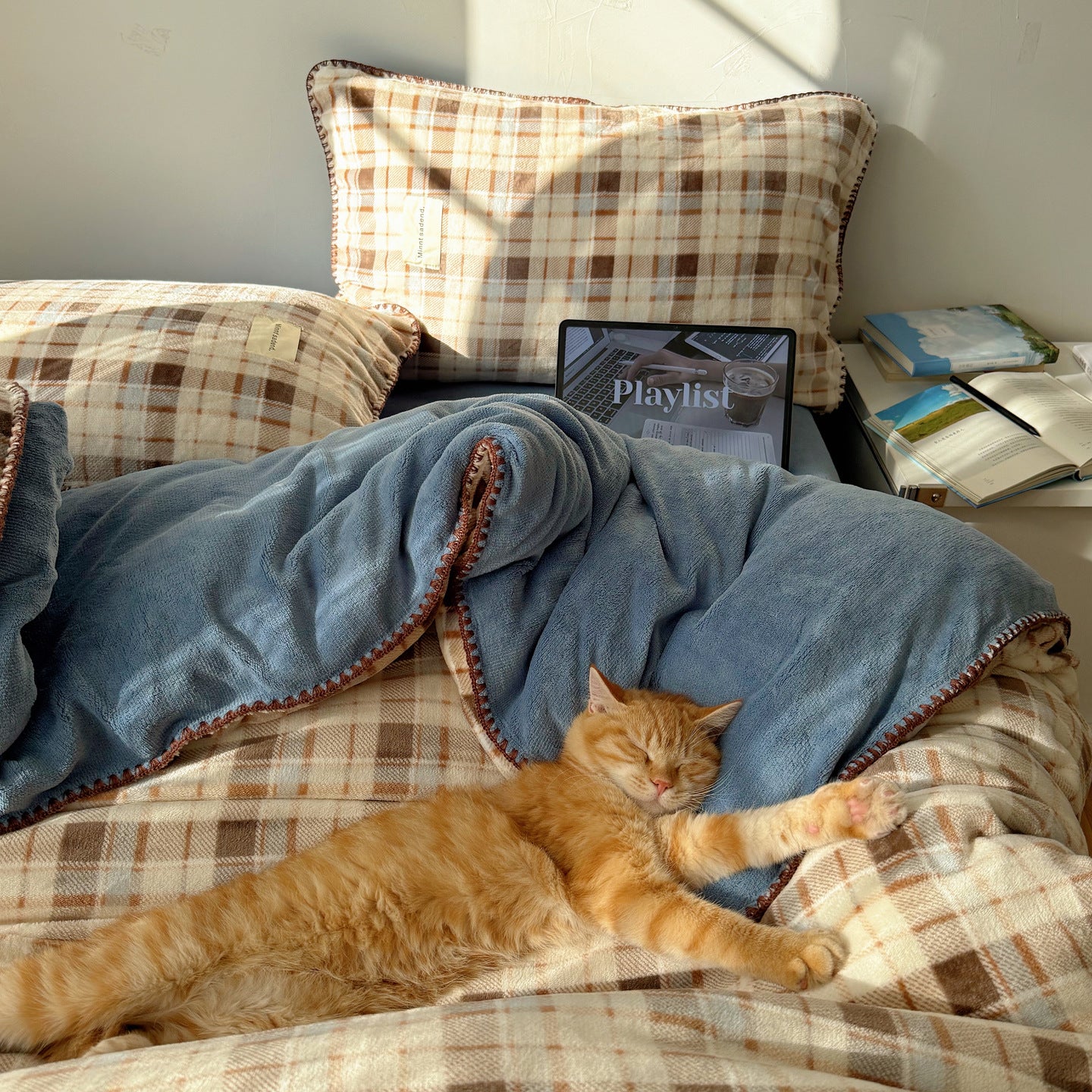 Cozy Plaid Flannel Bedding Set Berriscent