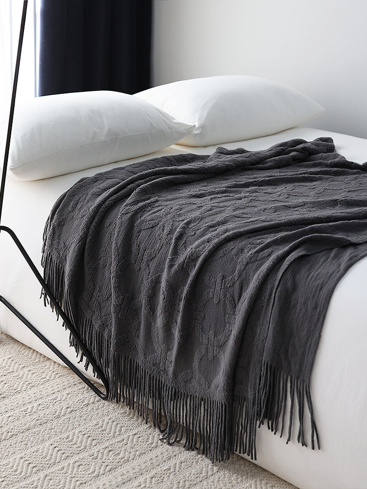 Interlock Chain Knit Throw Blanket Berriscent