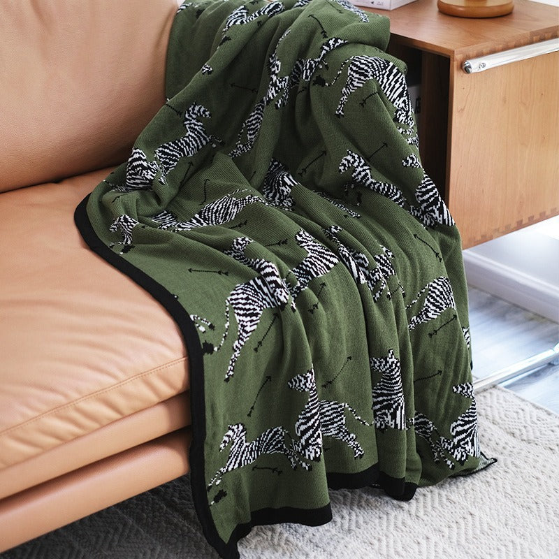 Savanna Stride Throw – Artistic Zebra Jacquard Blanket Berriscent