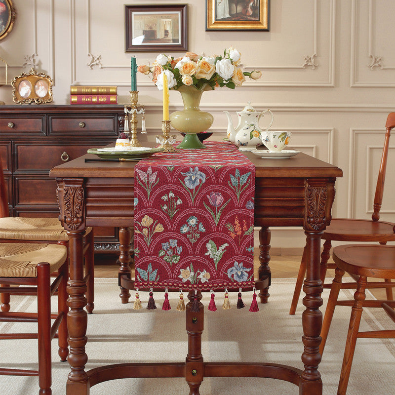 Vintage Bloom Embroidered Table Runner Berriscent