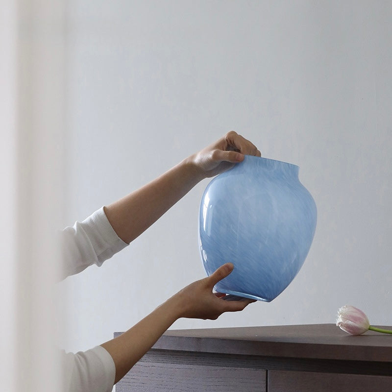 Hand-Blown Pastel Marbled Glass Vase Berriscent