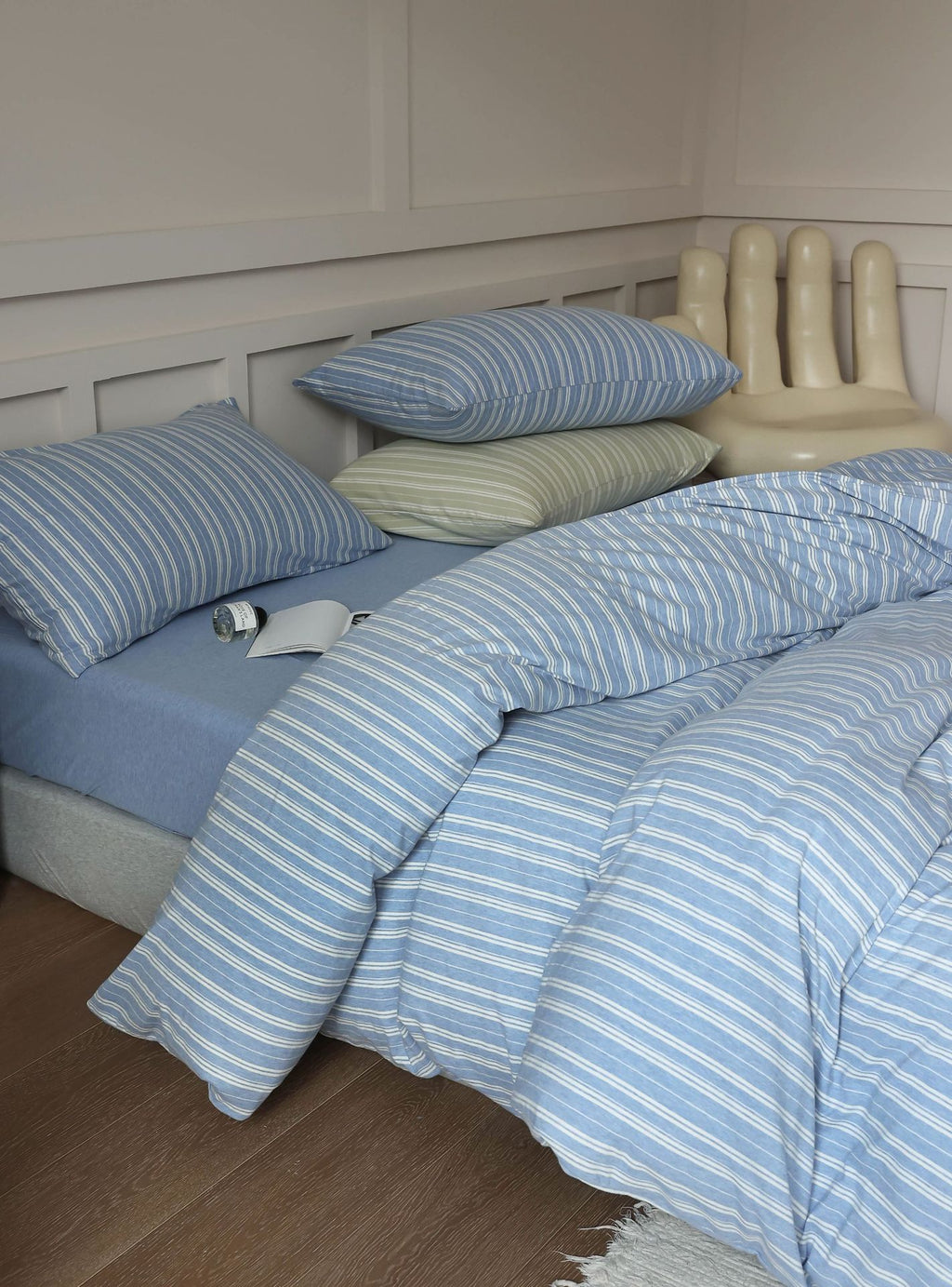 Blue Stripe Pure Cotton Bedding Set Berriscent